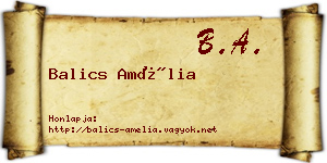 Balics Amélia névjegykártya
